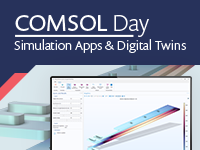A thumbnail showing off some of the models and apps that will be highlighted during the COMSOL Day featuring simulation apps &amp; digital twins.
